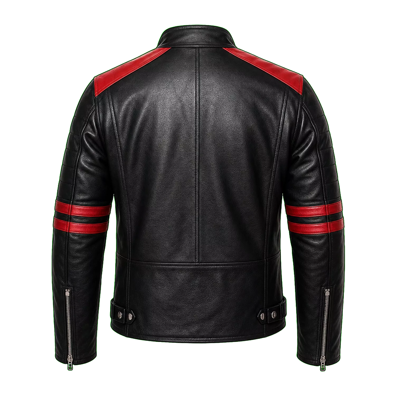 Men’s Two-Tone Leather Biker Jacket | Black Red Moto Racer Style