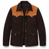 Men’s Two Tone Suede Leather Jacket | Premium Multi Pocket Casual Outerwear