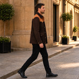 Men’s Two Tone Suede Leather Jacket | Premium Multi Pocket Casual Outerwear