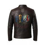 Men’s USA Soccer-Inspired Dark Brown Leather Jacket | Cafe Racer Biker Jacket