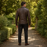 Men’s Vintage Brown Belted Leather Biker Jacket | Marlon Brando Inspired