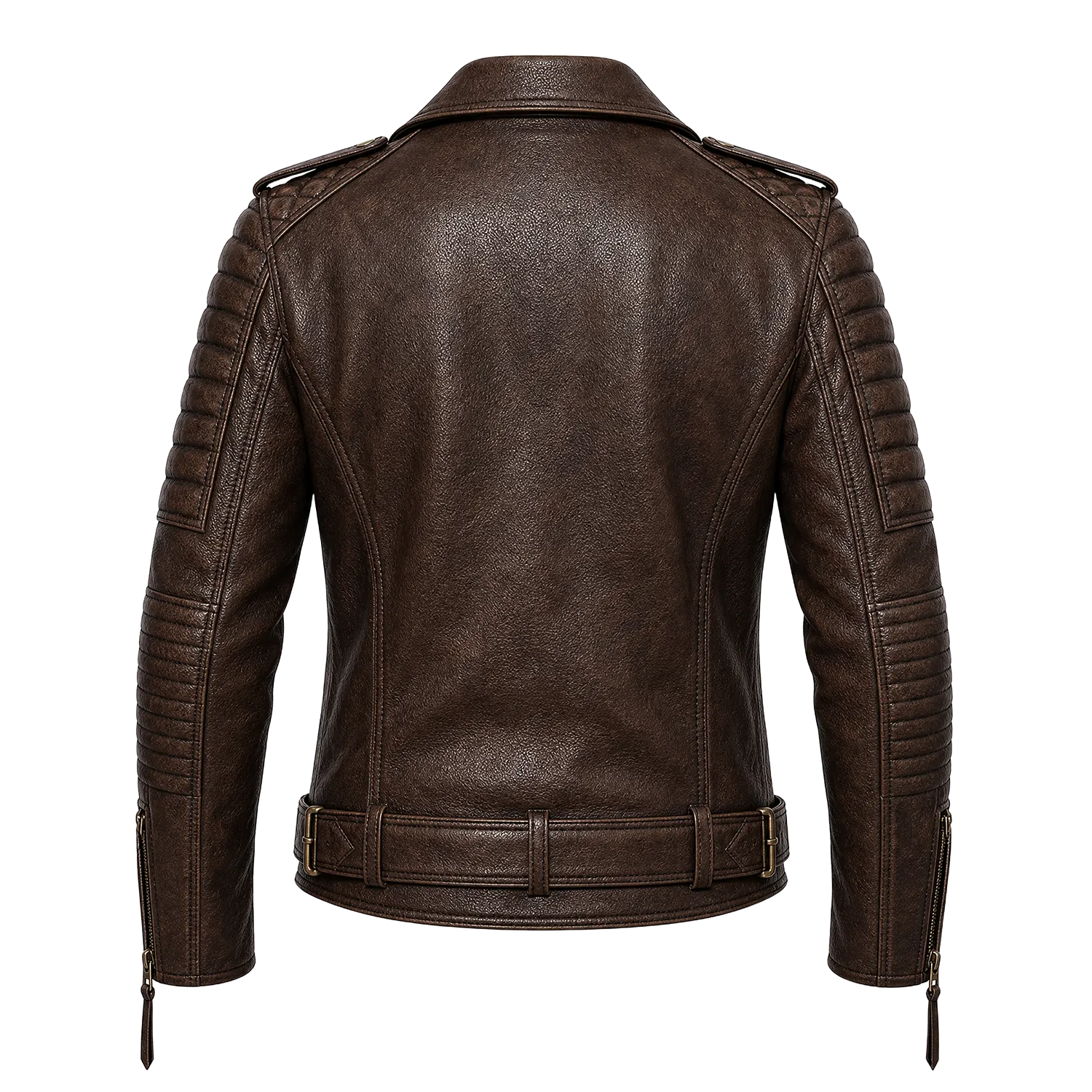 Men’s Vintage Brown Belted Leather Biker Jacket | Marlon Brando Inspired