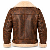 Men's Vintage Brown Shearling Leather Aviator Jacket
