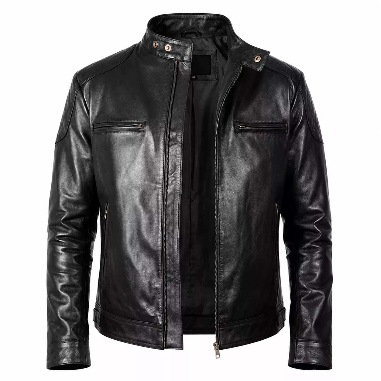 Blouson de motard Café Racer en cuir vert forêt vieilli pour homme – Patiné à la main
