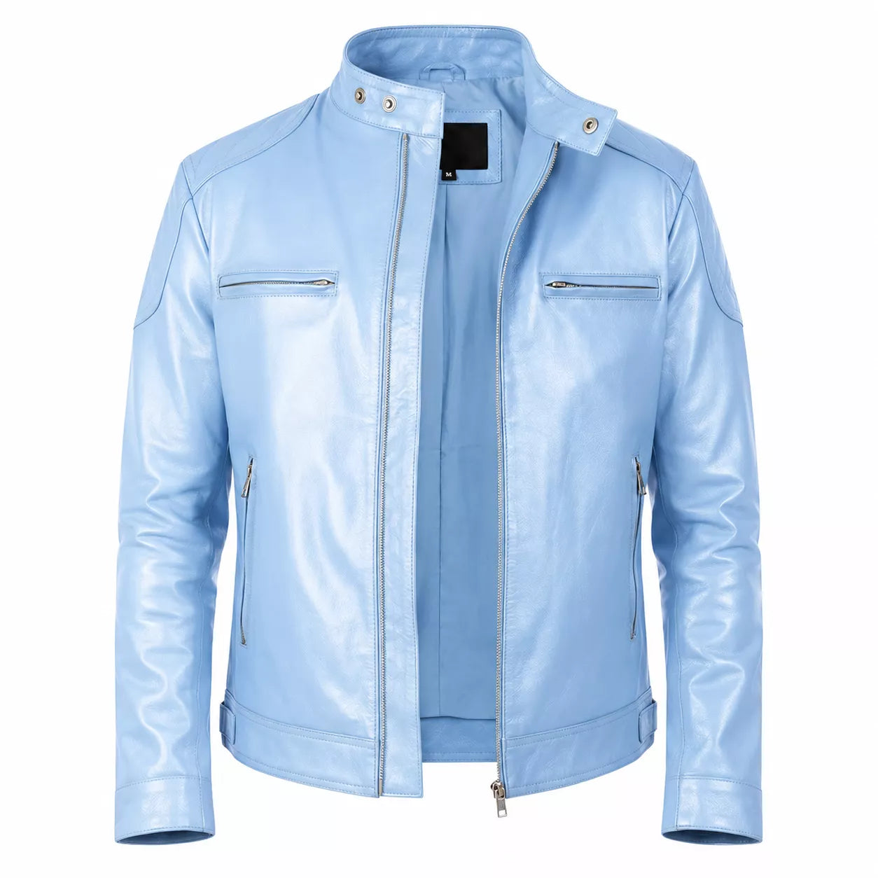 Blouson de motard Café Racer en cuir vert forêt vieilli pour homme – Patiné à la main