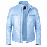 Blouson de motard Café Racer en cuir vert forêt vieilli pour homme – Patiné à la main