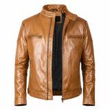 Blouson de motard Café Racer en cuir vert forêt vieilli pour homme – Patiné à la main