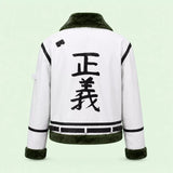 Men’s White Green Shearling Leather Jacket | Aviator Style Winter Jacket