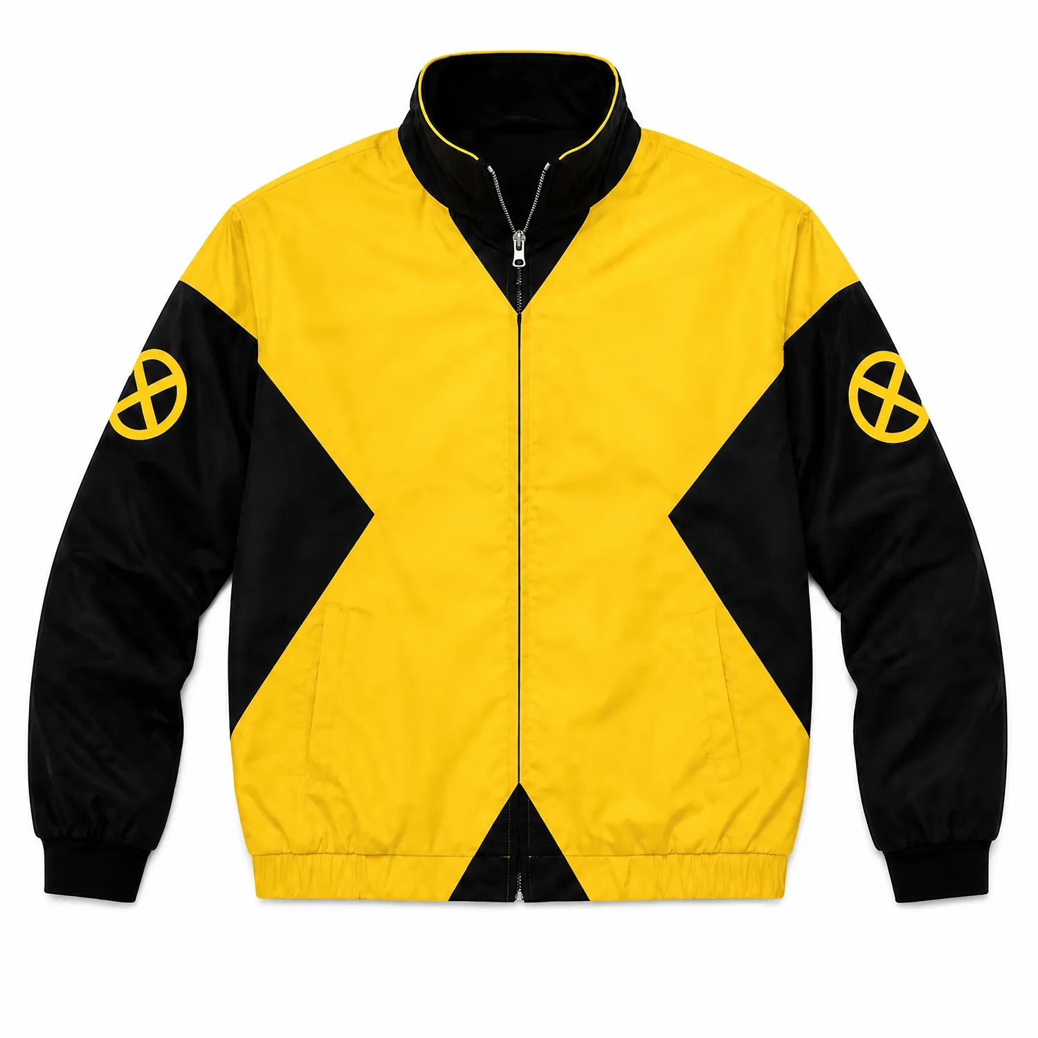 Men's Yellow Black Bomber Jacket | Comic Inspired Windbreaker Streetwear Coat