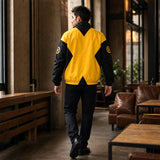 Men's Yellow Black Bomber Jacket | Comic Inspired Windbreaker Streetwear Coat