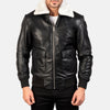 Black & White Leather Bomber Jacket