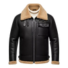 Men's Black Shearling Collar Leather Jacket – Winter B3 Bomber