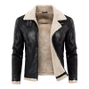 Men’s Black Sherpa-Lined Faux Leather Aviator Bomber Jacket
