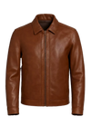 Men's Classic Brown Faux Leather Zip-Up Jacket – Premium Casual Outerwear
