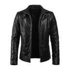 Men’s Classic Dark Brown Leather Cafe Racer Jacket – Handcrafted Luxury