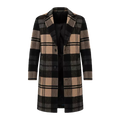 Men's Classic Plaid Wool Blend Notched Collar Overcoat