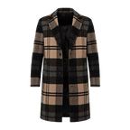 Men's Classic Plaid Wool Blend Notched Collar Overcoat