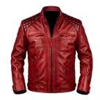 Men's Handmade Vintage Style Burgundy Red Leather Jacket