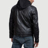 BLACK LEATHER BOMBER JACKET