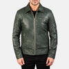 GREEN LEATHER BIKER JACKET