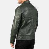 Men's Green Leather Jacket – Premium Genuine Leather Biker Jacket with Classic Vintage Style|