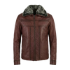 Men’s Premium Burgundy Leather Aviator Jacket with Faux Fur Collar