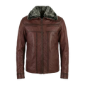 Men’s Premium Burgundy Leather Aviator Jacket with Faux Fur Collar