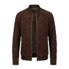 Men’s Premium Chocolate Suede Leather Bomber Jacket – Urban Minimalist Style