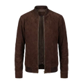 Men’s Premium Chocolate Suede Leather Bomber Jacket – Urban Minimalist Style