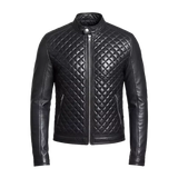 Men's Quilted PU Leather Jacket – Slim Fit Biker Style Zip Up Outerwear
