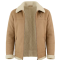 Men's Beige Shearling Leather Jacket – Premium Aviator Sheepskin Winter Coat