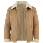 Men's Beige Shearling Leather Jacket – Premium Aviator Sheepskin Winter Coat