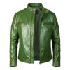 Men’s Vintage Forest Green Leather Cafe Racer – Hand-Burnished Biker Jacket