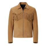 Western-Fransen-Wildlederjacke für Herren – Braun