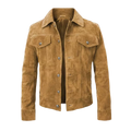 Men's Western Trucker Suede Leather Jacket – Classic Cowboy Style (Brown)