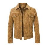 Veste Western en Cuir Velours Homme – Style Cow-boy Classique (Marron)