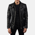 Men's Black Leather Biker Jacket – Premium Genuine Leather Motorcycle Jacket with Classic Racer Style|