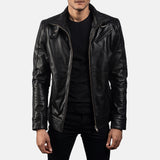 Men's Black Leather Biker Jacket – Premium Genuine Leather Motorcycle Jacket with Classic Racer Style|