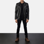 Men's Black Leather Biker Jacket – Premium Genuine Leather Motorcycle Jacket with Classic Racer Style|