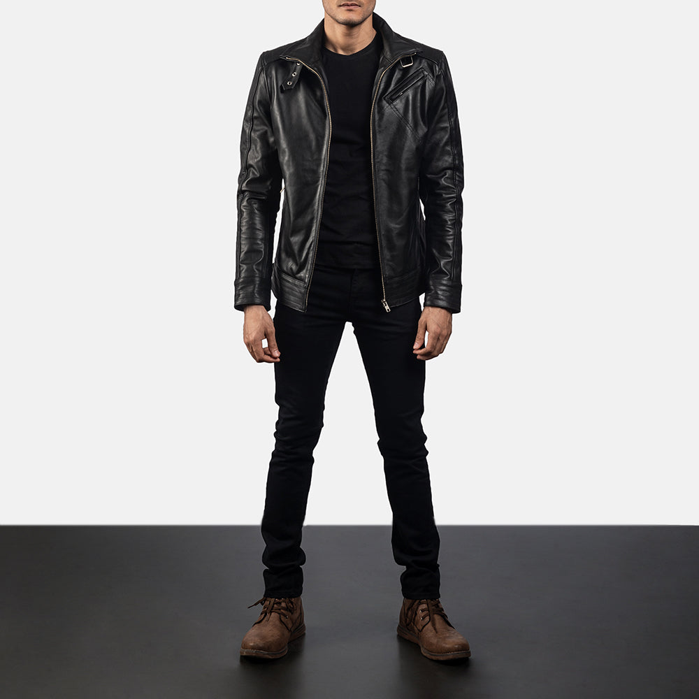 Men's Black Leather Biker Jacket – Premium Genuine Leather Motorcycle Jacket with Classic Racer Style|