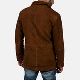 Manteau d'hiver en cuir suédé marron pour homme avec doublure sherpa – Blouson en cuir