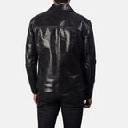 Men's Black Leather Jacket – Classic Genuine Leather Zip-Up Casual Biker Jacket|