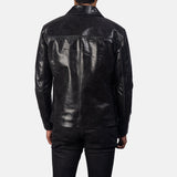 Men's Black Leather Jacket – Classic Genuine Leather Zip-Up Casual Biker Jacket|