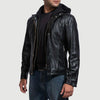 Black Hooded Leather Jacket