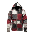 Patchwork-Strickjacke mit Kapuze – Mehrfarbige Winterjacke mit Reißverschluss