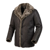 The "Aspen" Shearling Car Coat | Handcrafted Leather in Dark Walnut