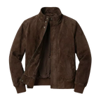 The "Lester" Suede Bomber – Premium Goatskin in Earth-Tone Brown
