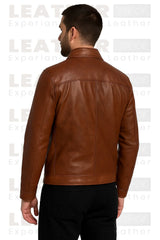 Veste zippée classique en similicuir marron pour homme – Vêtement d'extérieur décontracté de qualité supérieure