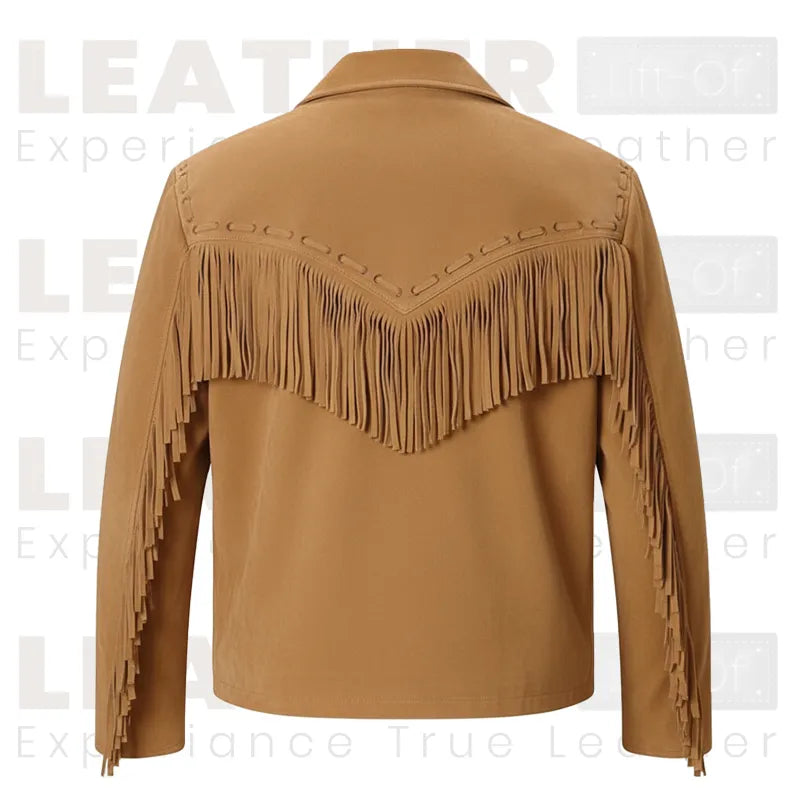 Western-Fransen-Wildlederjacke für Herren – Braun