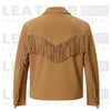 Men’s Western Fringe Suede Leather Jacket – Brown